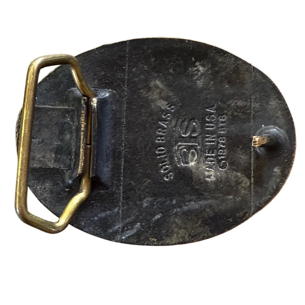 Purple Sage Ranch Belt Buckle Solid Brass Vintage Bandera Texas‎ Made USA